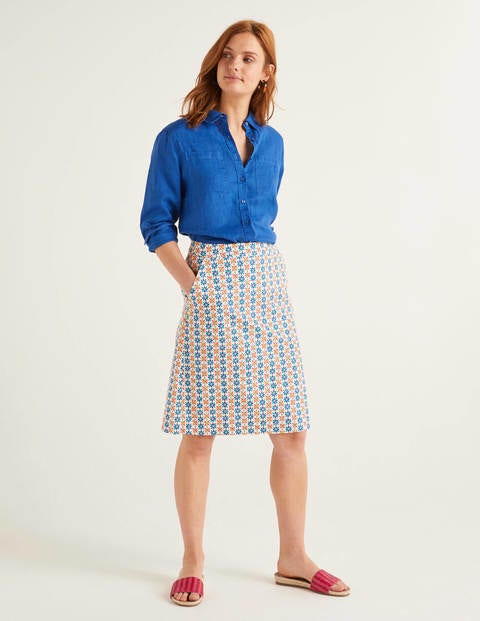 Francesca A-Line Skirt - Ivory, Plumeria Francesca A-Line Skirt - Ivory, Plumeria