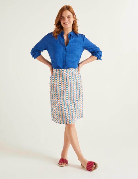 Francesca A-Line Skirt - Ivory, Plumeria Francesca A-Line Skirt - Ivory, Plumeria
