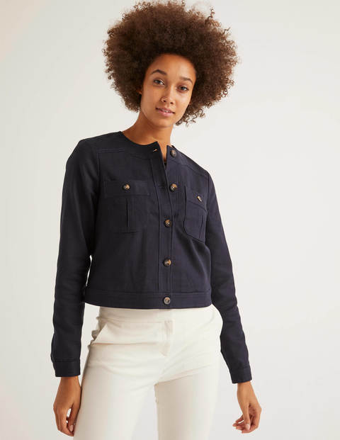 Paget Textured Crop Jacket - Navy Paget Textured Crop Jacket - Navy