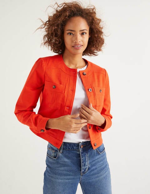 Paget Textured Crop Jacket - Orange Sunset Paget Textured Crop Jacket - Orange Sunset