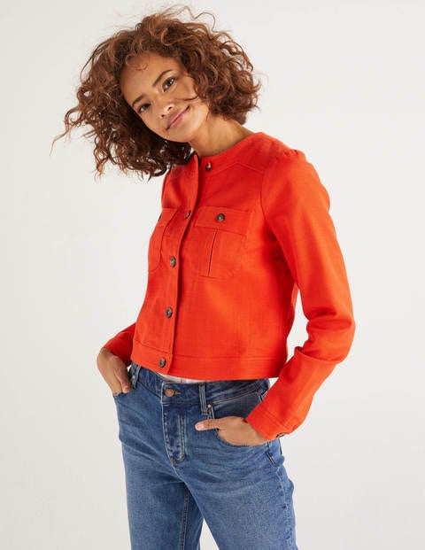 Paget Textured Crop Jacket - Orange Sunset Paget Textured Crop Jacket - Orange Sunset