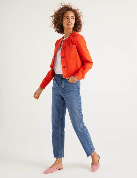 Paget Textured Crop Jacket - Orange Sunset Paget Textured Crop Jacket - Orange Sunset