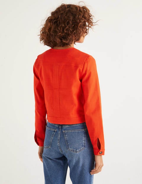 Paget Textured Crop Jacket - Orange Sunset Paget Textured Crop Jacket - Orange Sunset