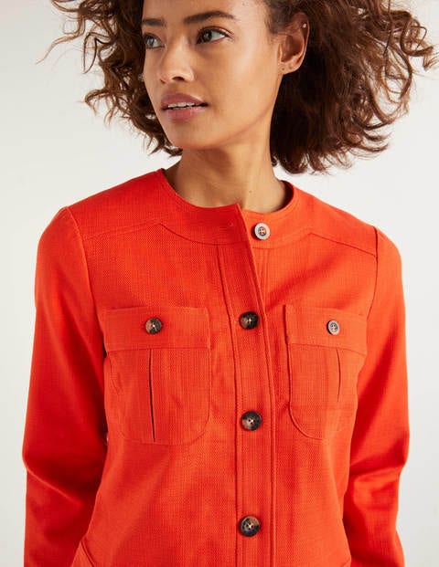 Paget Textured Crop Jacket - Orange Sunset Paget Textured Crop Jacket - Orange Sunset