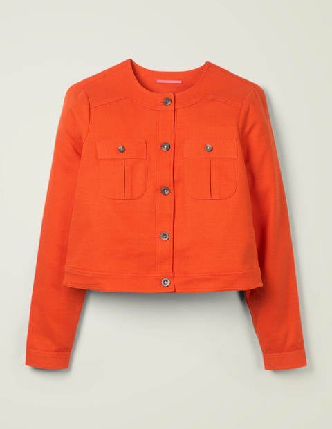 Paget Textured Crop Jacket - Orange Sunset Paget Textured Crop Jacket - Orange Sunset