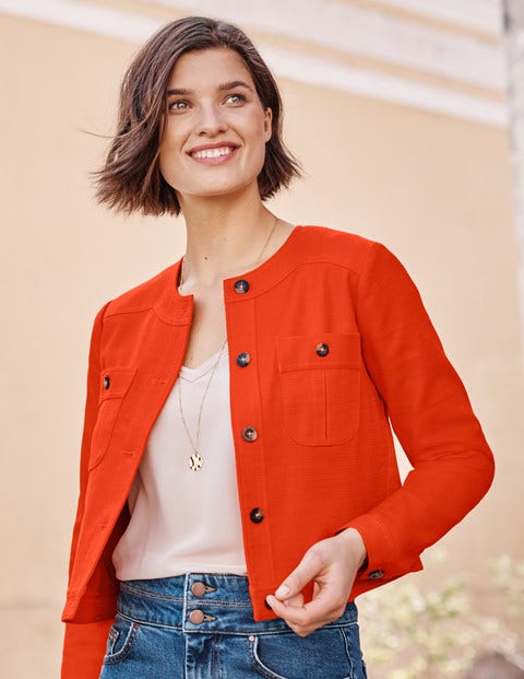 Paget Textured Crop Jacket - Orange Sunset Paget Textured Crop Jacket - Orange Sunset