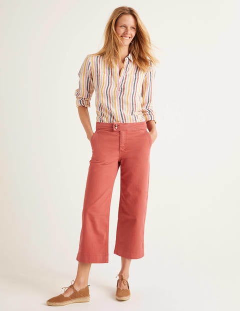 Verkürzte Jeans mit weitem Bein - Rot Verkürzte Jeans mit weitem Bein - Rot