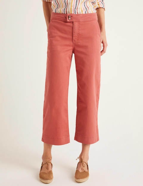 Verkürzte Jeans mit weitem Bein - Rot Verkürzte Jeans mit weitem Bein - Rot