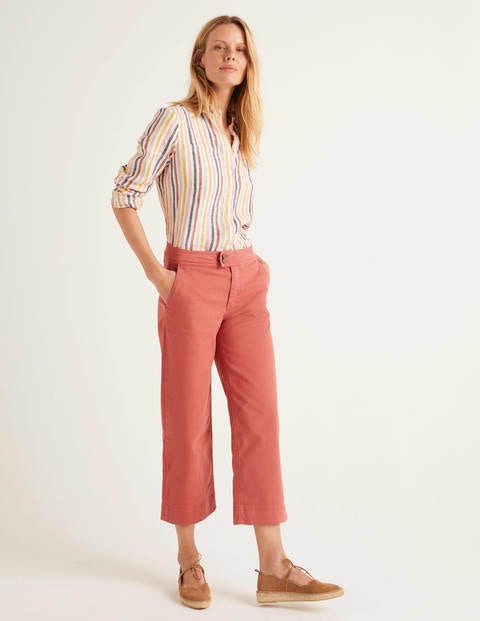 Verkürzte Jeans mit weitem Bein - Rot Verkürzte Jeans mit weitem Bein - Rot