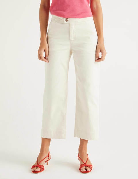 Wide Leg Crop Jeans - Ecru Wide Leg Crop Jeans - Ecru