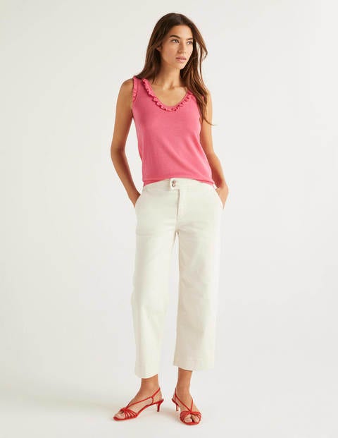 Wide Leg Crop Jeans - Ecru Wide Leg Crop Jeans - Ecru