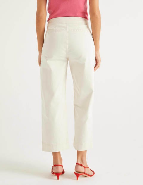 Wide Leg Crop Jeans - Ecru Wide Leg Crop Jeans - Ecru