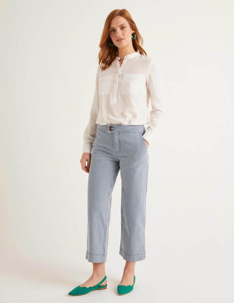 Wide Leg Crop Jeans - Ticking Stripe Wide Leg Crop Jeans - Ticking Stripe