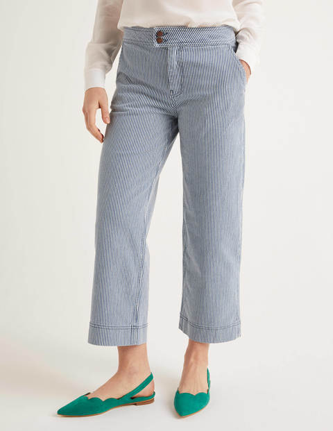 Wide Leg Crop Jeans - Ticking Stripe Wide Leg Crop Jeans - Ticking Stripe