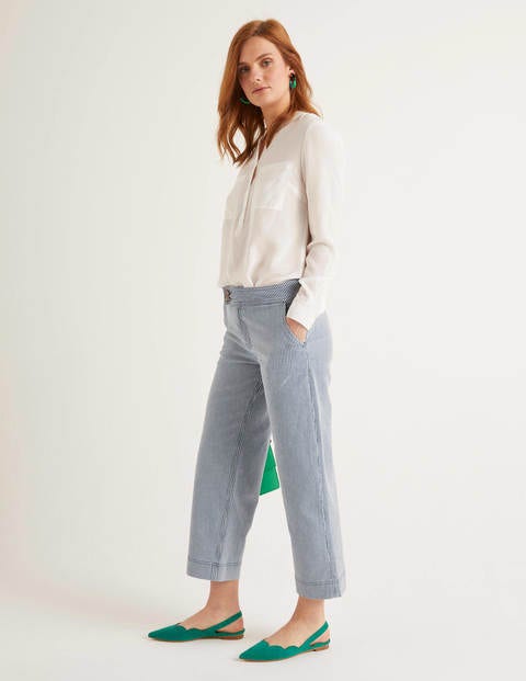 Wide Leg Crop Jeans - Ticking Stripe Wide Leg Crop Jeans - Ticking Stripe