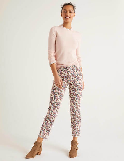 Jean droit imprimé - Ivoire et rouge, motif Jungle Bloom Jean droit imprimé - Ivoire et rouge, motif Jungle Bloom