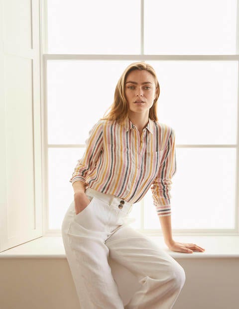 Linen Shirt - Tuscan Sun, French Navy Stripe Linen Shirt - Tuscan Sun, French Navy Stripe