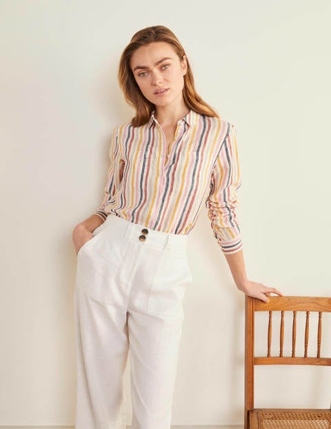 Linen Shirt - Tuscan Sun, French Navy Stripe Linen Shirt - Tuscan Sun, French Navy Stripe