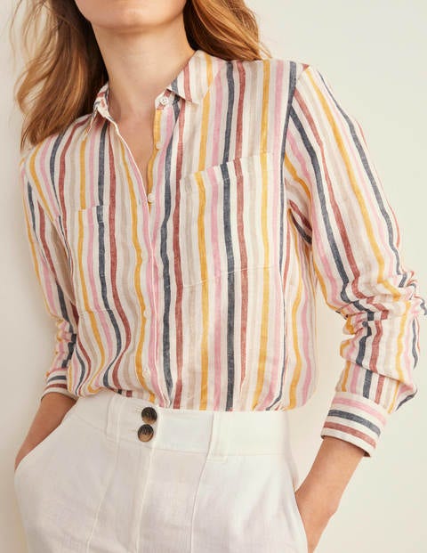 Linen Shirt - Tuscan Sun, French Navy Stripe Linen Shirt - Tuscan Sun, French Navy Stripe