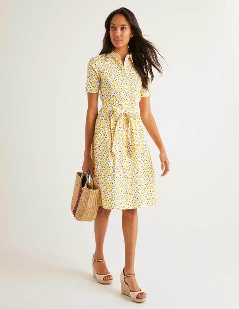 Anastasia Shirt Dress - Ivory, Lemon Fruit Anastasia Shirt Dress - Ivory, Lemon Fruit