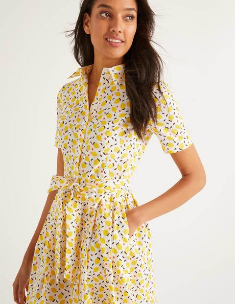 Anastasia Shirt Dress - Ivory, Lemon Fruit Anastasia Shirt Dress - Ivory, Lemon Fruit