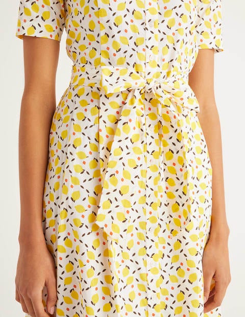 Anastasia Shirt Dress - Ivory, Lemon Fruit Anastasia Shirt Dress - Ivory, Lemon Fruit