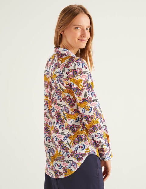 The Silk Shirt - Ivory, Cheetah Bloom The Silk Shirt - Ivory, Cheetah Bloom