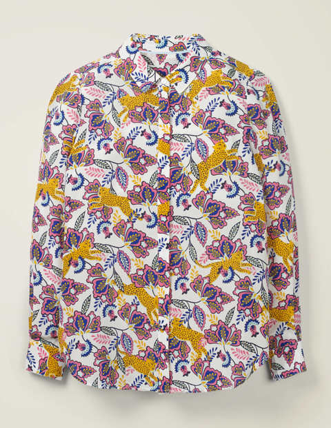 The Silk Shirt - Ivory, Cheetah Bloom The Silk Shirt - Ivory, Cheetah Bloom