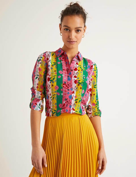 The Silk Shirt - Bright Camellia, Garden Charm The Silk Shirt - Bright Camellia, Garden Charm