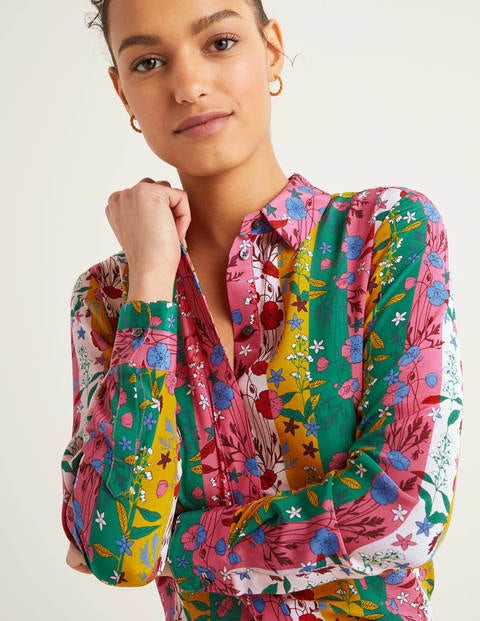 The Silk Shirt - Bright Camellia, Garden Charm The Silk Shirt - Bright Camellia, Garden Charm