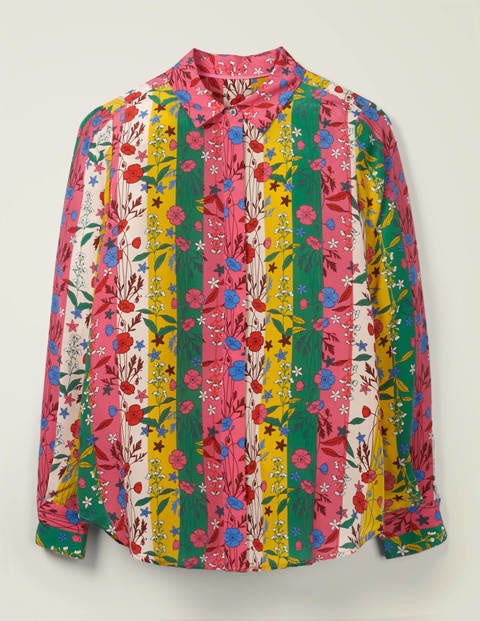 The Silk Shirt - Bright Camellia, Garden Charm The Silk Shirt - Bright Camellia, Garden Charm