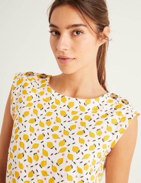 Julianne Linen Shell Top - Ivory, Lemon Fruit Julianne Linen Shell Top - Ivory, Lemon Fruit