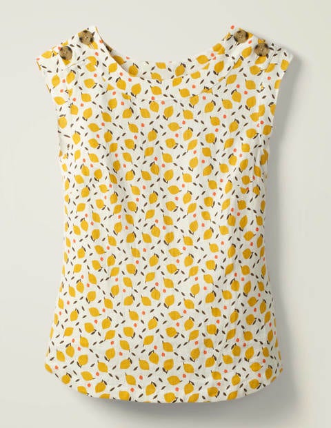 Julianne Linen Shell Top - Ivory, Lemon Fruit Julianne Linen Shell Top - Ivory, Lemon Fruit