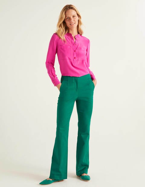 Silk Collarless Blouse - Pop Pansy Silk Collarless Blouse - Pop Pansy