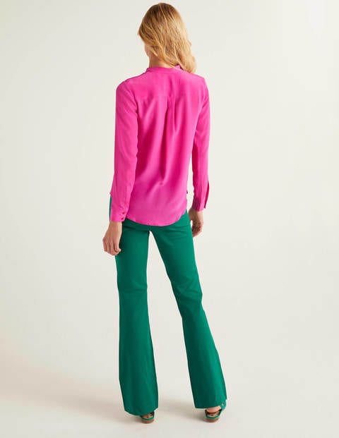 Silk Collarless Blouse - Pop Pansy Silk Collarless Blouse - Pop Pansy