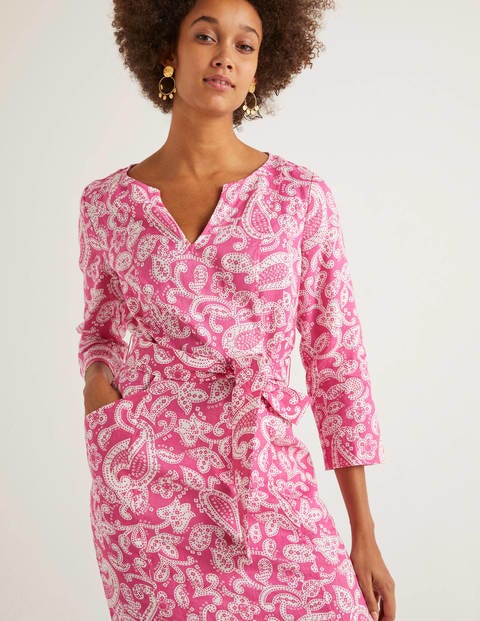 Kelsey Linen Tunic - Party Pink, Spotty Paisley Kelsey Linen Tunic - Party Pink, Spotty Paisley