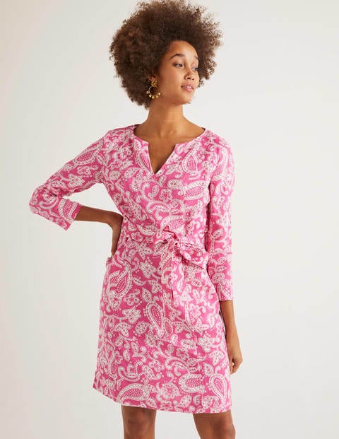 Kelsey Linen Tunic - Party Pink, Spotty Paisley Kelsey Linen Tunic - Party Pink, Spotty Paisley