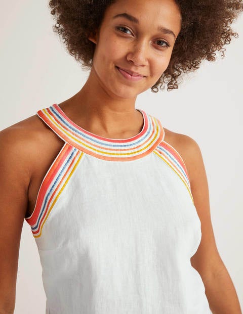 Dollie Embroidered Linen Top - White Dollie Embroidered Linen Top - White
