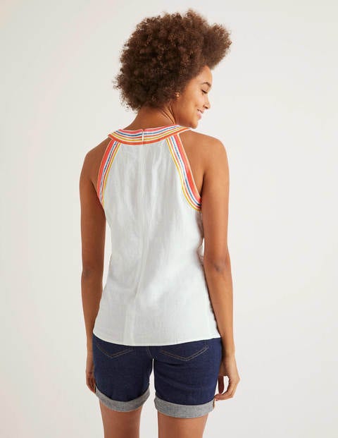Dollie Embroidered Linen Top - White Dollie Embroidered Linen Top - White