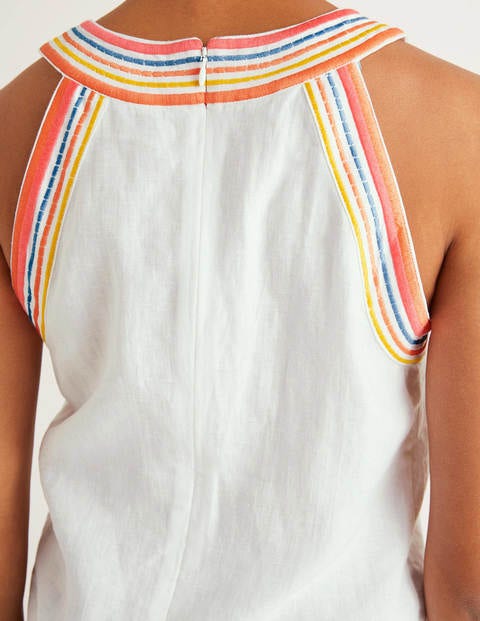 Dollie Embroidered Linen Top - White Dollie Embroidered Linen Top - White