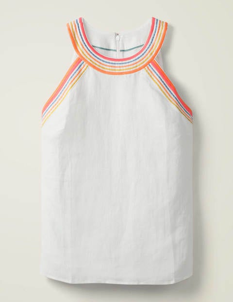 Dollie Embroidered Linen Top - White Dollie Embroidered Linen Top - White