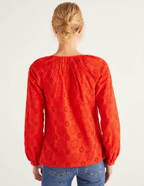 Blouse Priscilla avec broderie anglaise - Orange crépuscule Blouse Priscilla avec broderie anglaise - Orange crépuscule