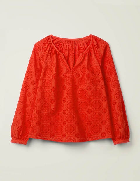 Blouse Priscilla avec broderie anglaise - Orange crépuscule Blouse Priscilla avec broderie anglaise - Orange crépuscule