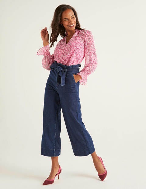 Evangeline Bluse - Pink, Kleines Geschwungenes Farnmuster Evangeline Bluse - Pink, Kleines Geschwungenes Farnmuster