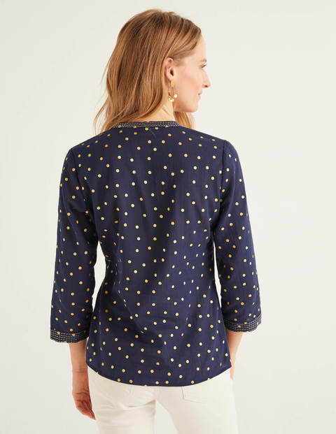 Rosanna Oberteil Mit Stickerei - Navy, Polka-Tupfen Rosanna Oberteil Mit Stickerei - Navy, Polka-Tupfen