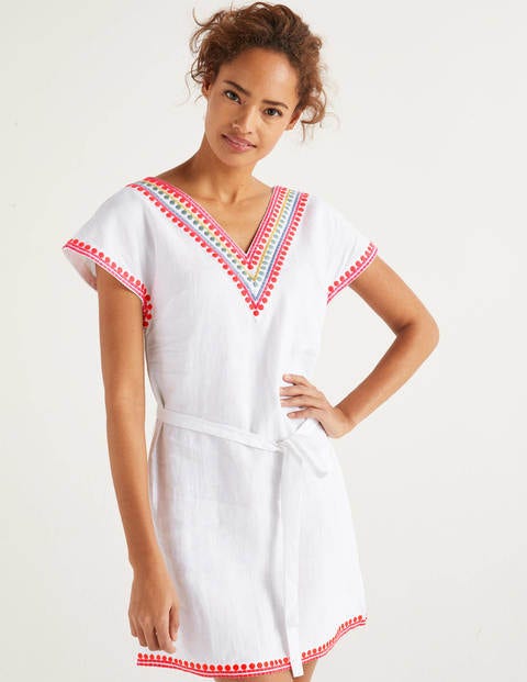 Rowan Embroidered Linen Kaftan - White Rowan Embroidered Linen Kaftan - White