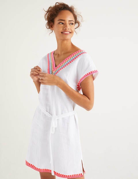 Rowan Embroidered Linen Kaftan - White Rowan Embroidered Linen Kaftan - White