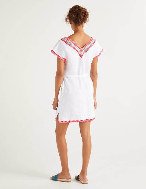 Rowan Embroidered Linen Kaftan - White Rowan Embroidered Linen Kaftan - White