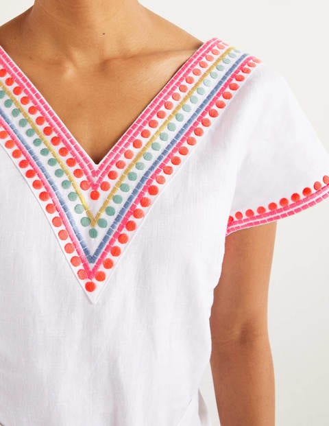 Rowan Embroidered Linen Kaftan - White Rowan Embroidered Linen Kaftan - White