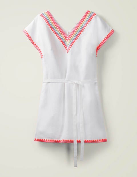 Rowan Embroidered Linen Kaftan - White Rowan Embroidered Linen Kaftan - White